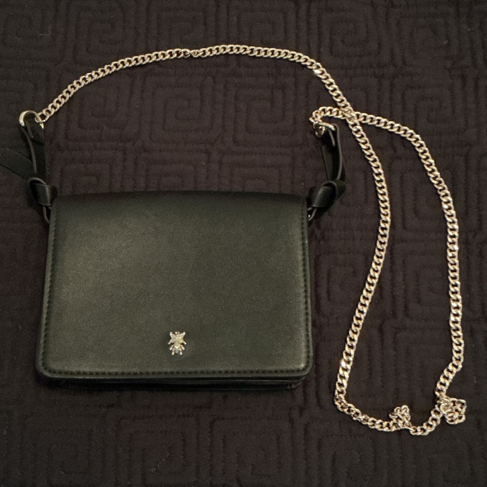 Zara Black Crossbody Bag with Silver Chain